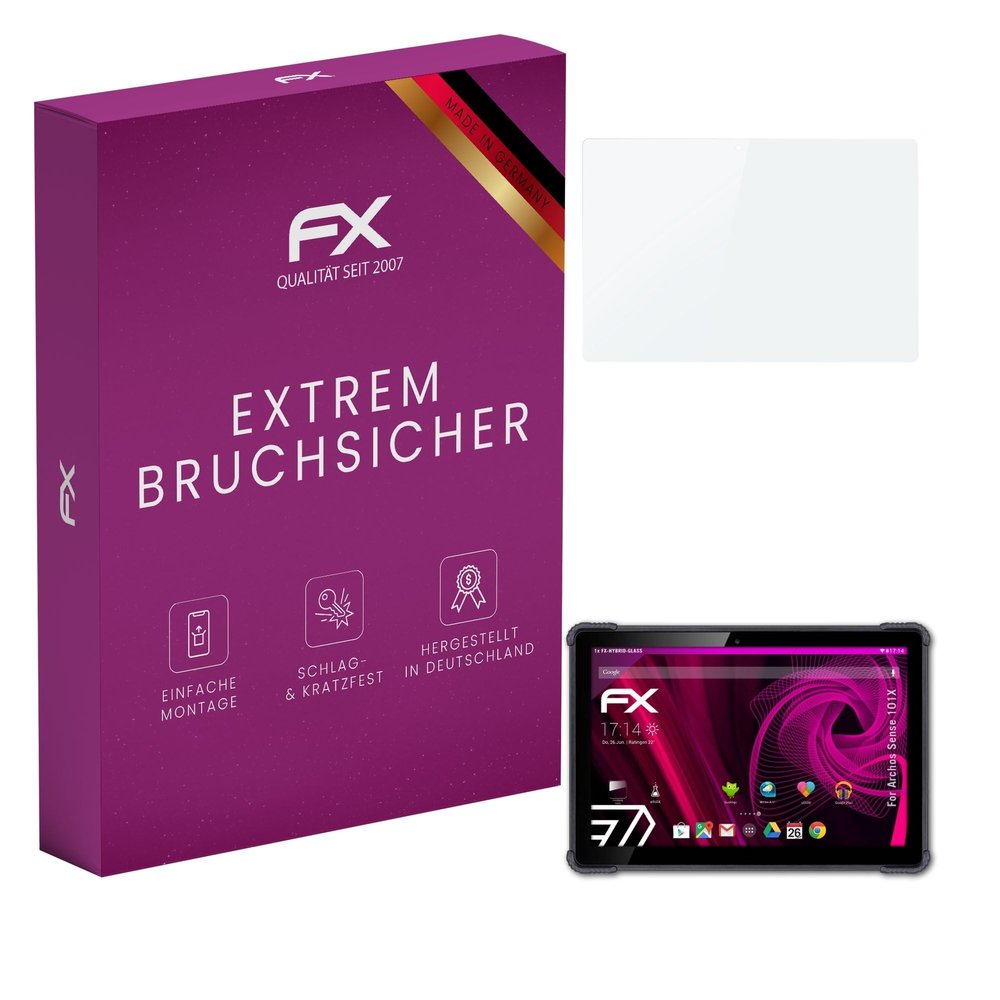 atFoliX Plastic Glass Protective Film compatible with Archos Sense 101X, 9H Hybrid-Glass FX Screen Protector
