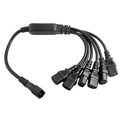 Tekit IEC C14 to 6 x C13 Y Splitter Cord, 10A, 250V, IEC Male to 6 Female Cable, IEC 320 C14 Male Plug to 6 XC13 Female Y Splitter Power Cord, C14 to 6 *C13, 250V/10A, (50cm/1.64ft)
