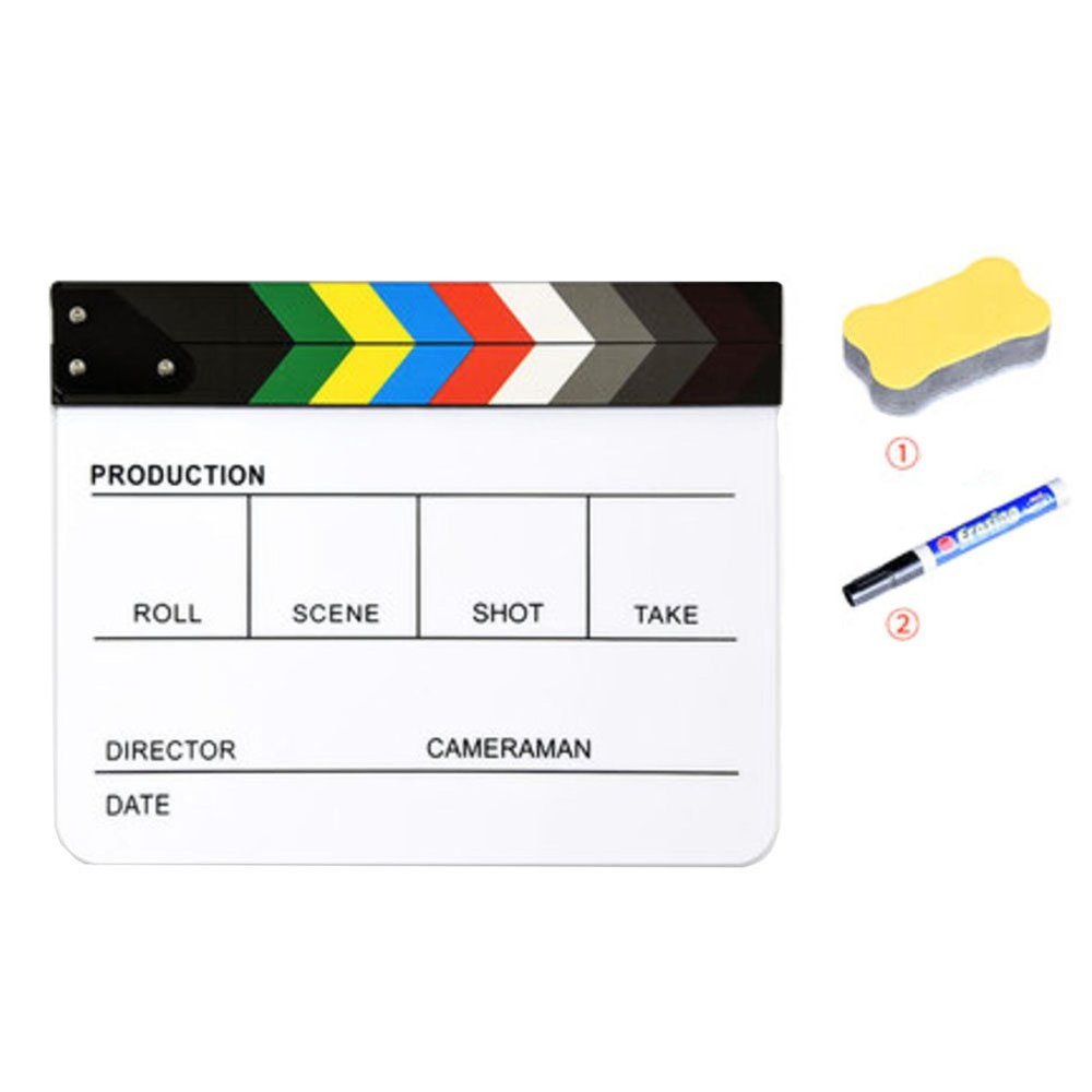 Acrylic Clapboard Slate Film Director Accessory Action Studio Camera Photography Video Slateboard-English Version