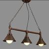 RUNNUP Adjustable Industrial 31" Wide Water Pipe Island Light with Cone Shade 3 Lights, Vintage Rustic Chandelier, Mounted Ceiling Light view 2