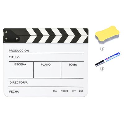 Acrylic Clapboard Slate Film Director Accessory Action Studio Camera Photography Video Slateboard-Spanish Version