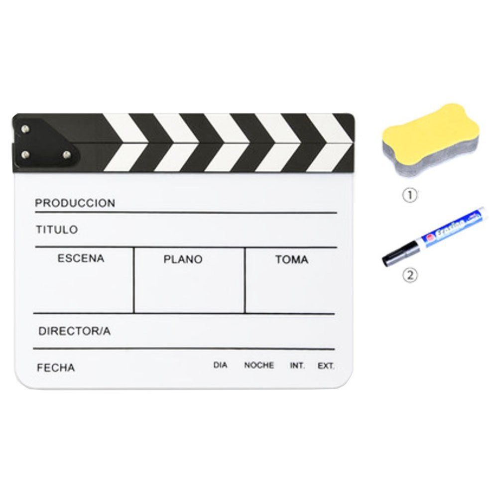 Acrylic Clapboard Slate Film Director Accessory Action Studio Camera Photography Video Slateboard-Spanish Version