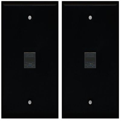 (2 Pack) RiteAV 1 Port Cat5e Rj45 Ethernet Wall Plate Black