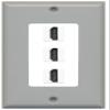 RiteAV - 3 Port HDMI Decorative Wall Plate - Gray/White view 1
