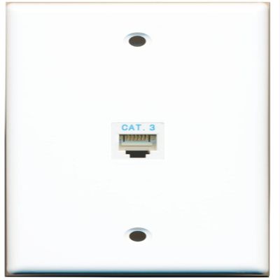 RiteAV Rj11/12 Phone Wall Plate 1 Gang Flat - White