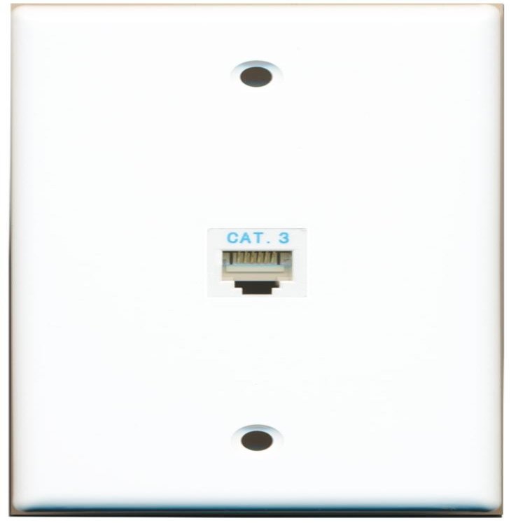 RiteAV Rj11/12 Phone Wall Plate 1 Gang Flat - White