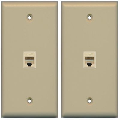 (2 Pack) RiteAV 1 Port Cat5e Rj45 Ethernet Wall Plate Ivory