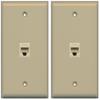 (2 Pack) RiteAV 1 Port Cat5e Rj45 Ethernet Wall Plate Ivory view 1
