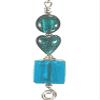 Teal Blue Glass Heart Ceiling Fan Pull Chain view 1