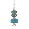Teal Blue Glass Heart Ceiling Fan Pull Chain view 3
