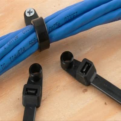 8" 40LB Capacity, UL Approved Zip Cable Ties Made from 66 Nylon, Indoor/Outdoor, UV Protected Black, with Screw Down Head 100/Zip Lock