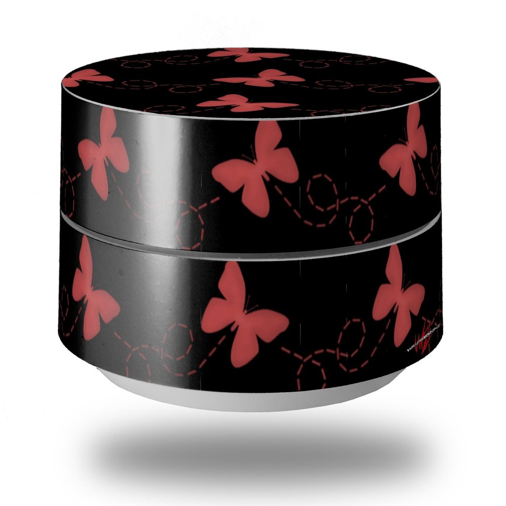 Skin Decal Wrap for Google WiFi Original Pastel Butterflies Red on Black (Google WiFi NOT Included) by WraptorSkinz