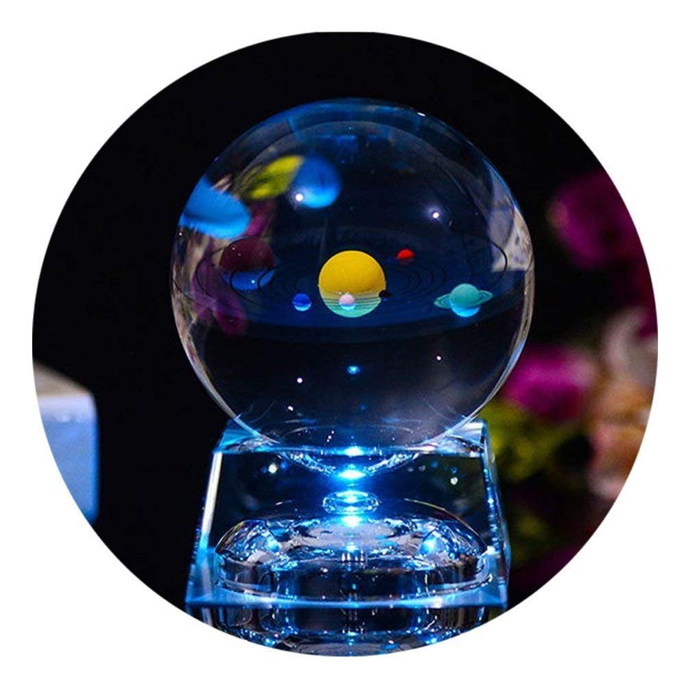 3D Crystal Ball with Solar System Model, 80mm (3.15 inch) Solar System Crystal Ball for Teacher of Physics, Girlfriend, Classmates and Birthday Gift