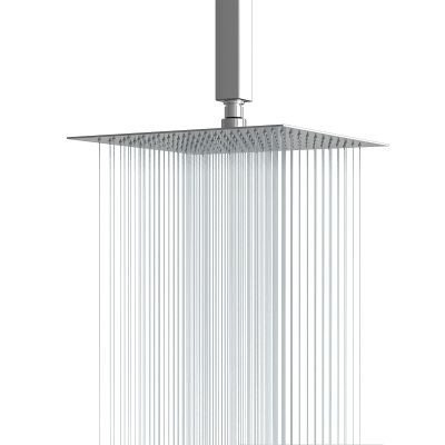 Lordear 16 Inch Rainfall Shower Head Solid Square Ultra Thin 304 Stainless Steel Polish Chrome Rain Shower Head Waterfall Full Body Coverage with Silicone Nozzle