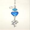 Silvery Dolphins and Starfish Blue Heart Glass Ceiling Fan Pull view 3
