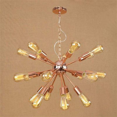 RUNNUP Adjustable Industrial 20" Wide Vintage Gorgrous Splendid Chandelier 21 Lights Open Bulb Style with Radial Fixture Arm in Copper Ceiling Light Pendant Light
