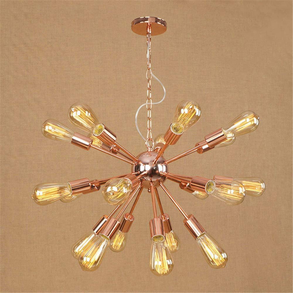 RUNNUP Adjustable Industrial 20" Wide Vintage Gorgrous Splendid Chandelier 21 Lights Open Bulb Style with Radial Fixture Arm in Copper Ceiling Light Pendant Light