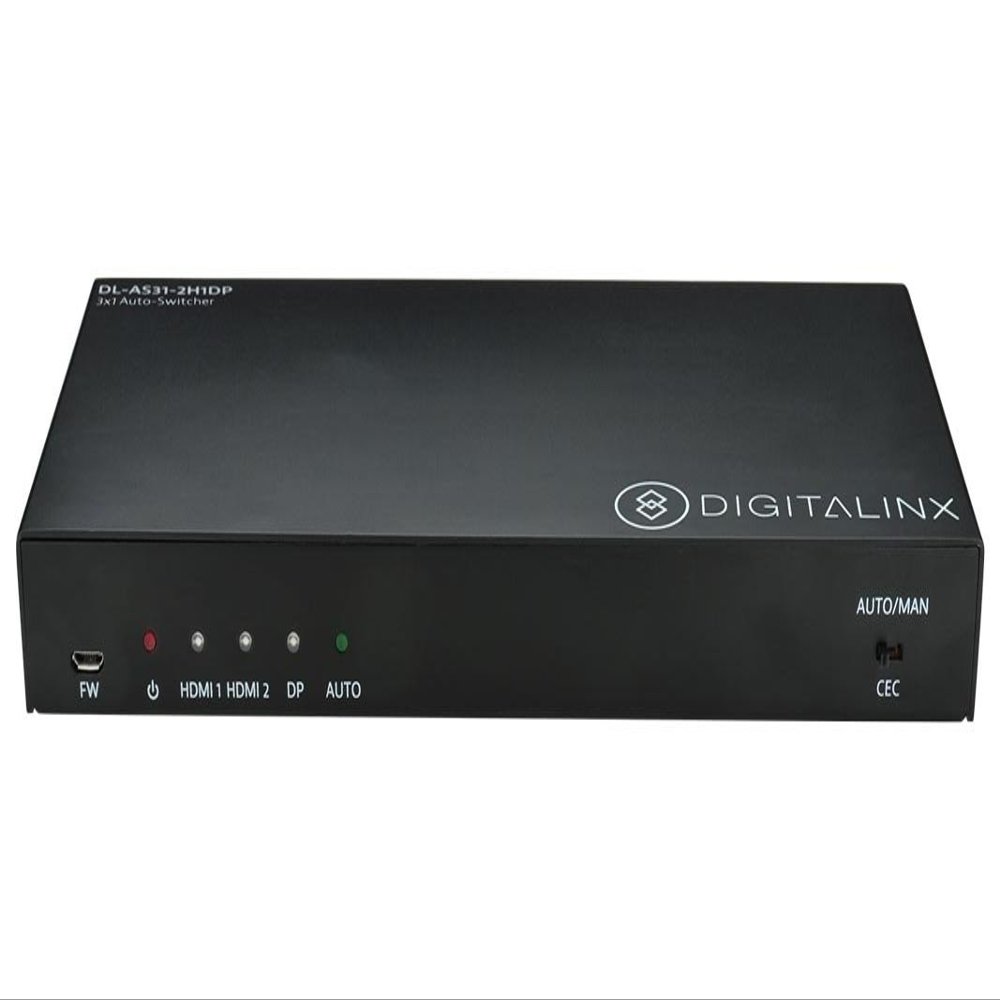 DigitaLinx DL-AS31-2H1DP, 3x1 Auto-Switcher with 2 HDMI and 1 DisplayPort Input