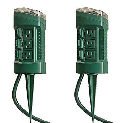 Yard Master 13547WD 6-Outlet Power Stake Timer with Light Sensor & 6-Foot Cord, Green (2;;PACK)