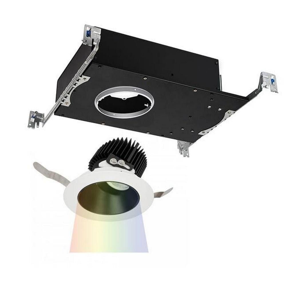 WAC Lighting R3ARAT-S830-BKWT Aether Round Adjustable Trim with LED Light Engine Spot 15 Beam 3000K Soft White, Black White