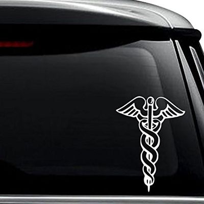 Caduceus Medical Symbol Snake Stake Decal Sticker For Use On Laptop, Helmet, Car, Truck, Motorcycle, Windows, Bumper, Wall, and Decor Size- [15 inch] / [38 cm] Tall / Color- Matte White