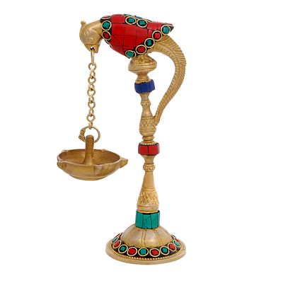 Aona Aone India 7.5'' Brass Peacok Lamp (Pack Of One) | Home Decor