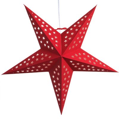 Solid Red Paper Star Lantern with 12 Foot Power Cord Included
