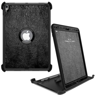 MightySkins Skin Compatible with OtterBox Defender Apple iPad Pro 10.5"(2017) - Black Leather | Protective, Durable, and Unique Vinyl wrap Cover | Easy to Apply, Remove | Made in The USA