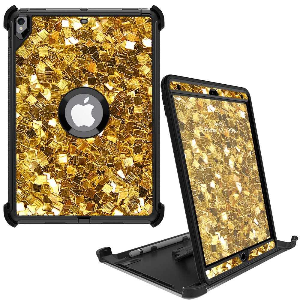 MightySkins Skin Compatible with OtterBox Defender Apple iPad Pro 10.5"(2017) - Gold Chips | Protective, Durable, and Unique Vinyl wrap Cover | Easy to Apply, Remove | Made in The USA