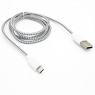 White Braided USB Cable Rapid Charger Sync Power Wire Data Cord for Verizon LG Stylo 2 V - Verizon LG Transpyre - Verizon LG V10 - Verizon Microsoft Lumia 735 - Verizon Motorola Droid 3