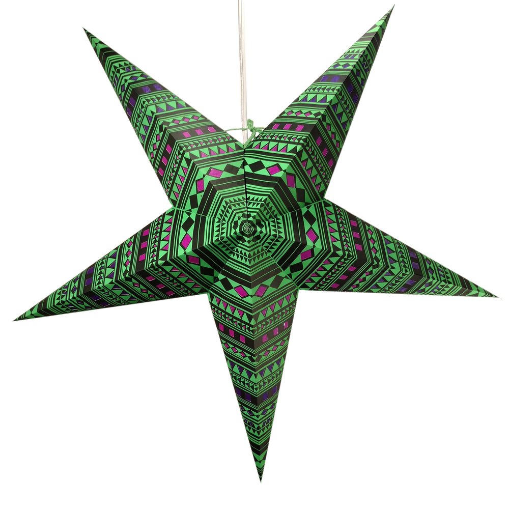 Spika Green Paper Star Lantern with 12 Foot Power Cord Included