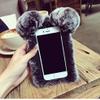 Case for iPod Touch 6,Handmade Warm Winter Rex Rabbit Fur Hair Stylish Cute Fluffy Panda Bling Crystal Rhinestone Pom-pom Soft Furry Case for Apple iPod Touch 6/ iPod Touch 5 (Rose) view 2