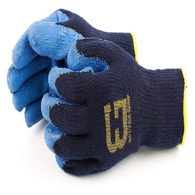 (Box Deal) Better Grip BGWLAC Winter Insulated Rubber Latex Coated Work Gloves, Crinkle Pattern, 72 Pairs/CS (Medium, Blue)