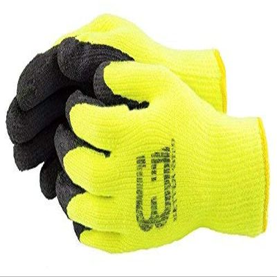 (Box Deal) Better Grip BGWLAC Winter Insulated Rubber Latex Coated Work Gloves, Crinkle Pattern, 72 Pairs/CS (Medium, Lime)