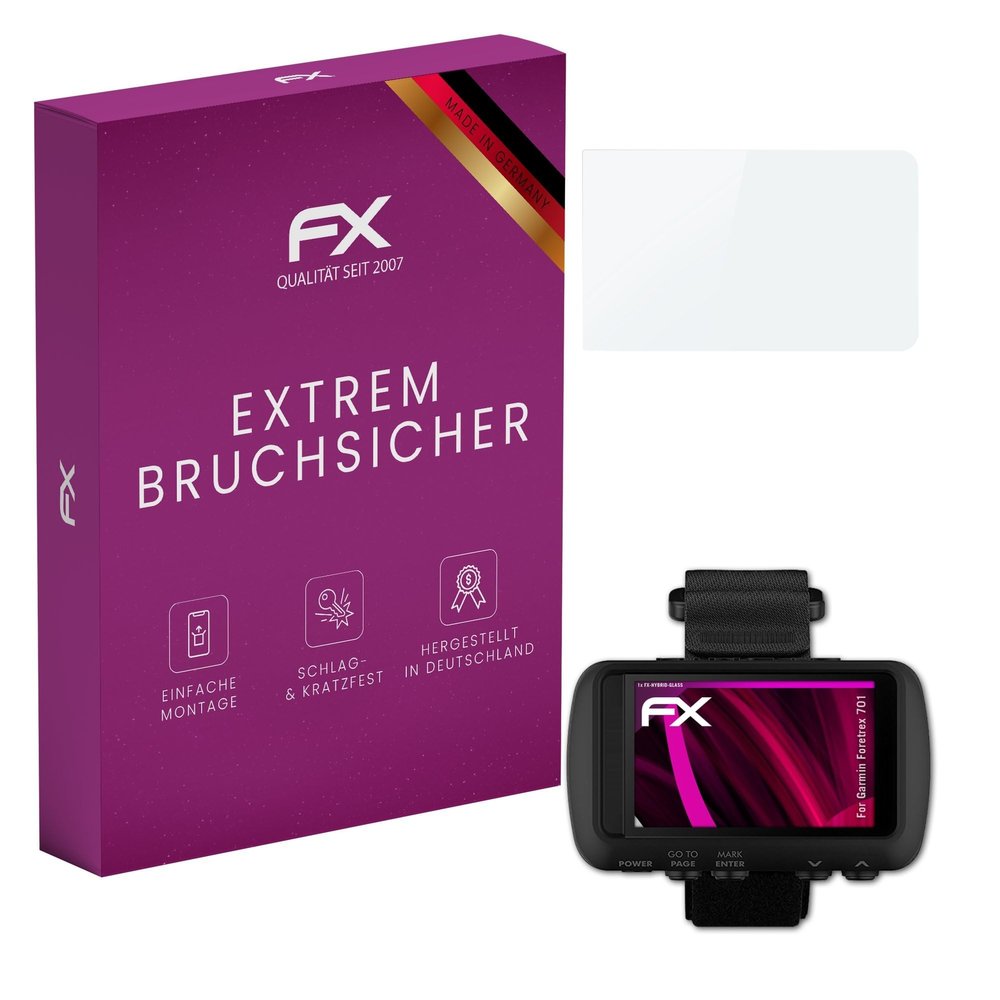 atFoliX Plastic Glass Protective Film compatible with Garmin Foretrex 701, 9H Hybrid-Glass FX Screen Protector