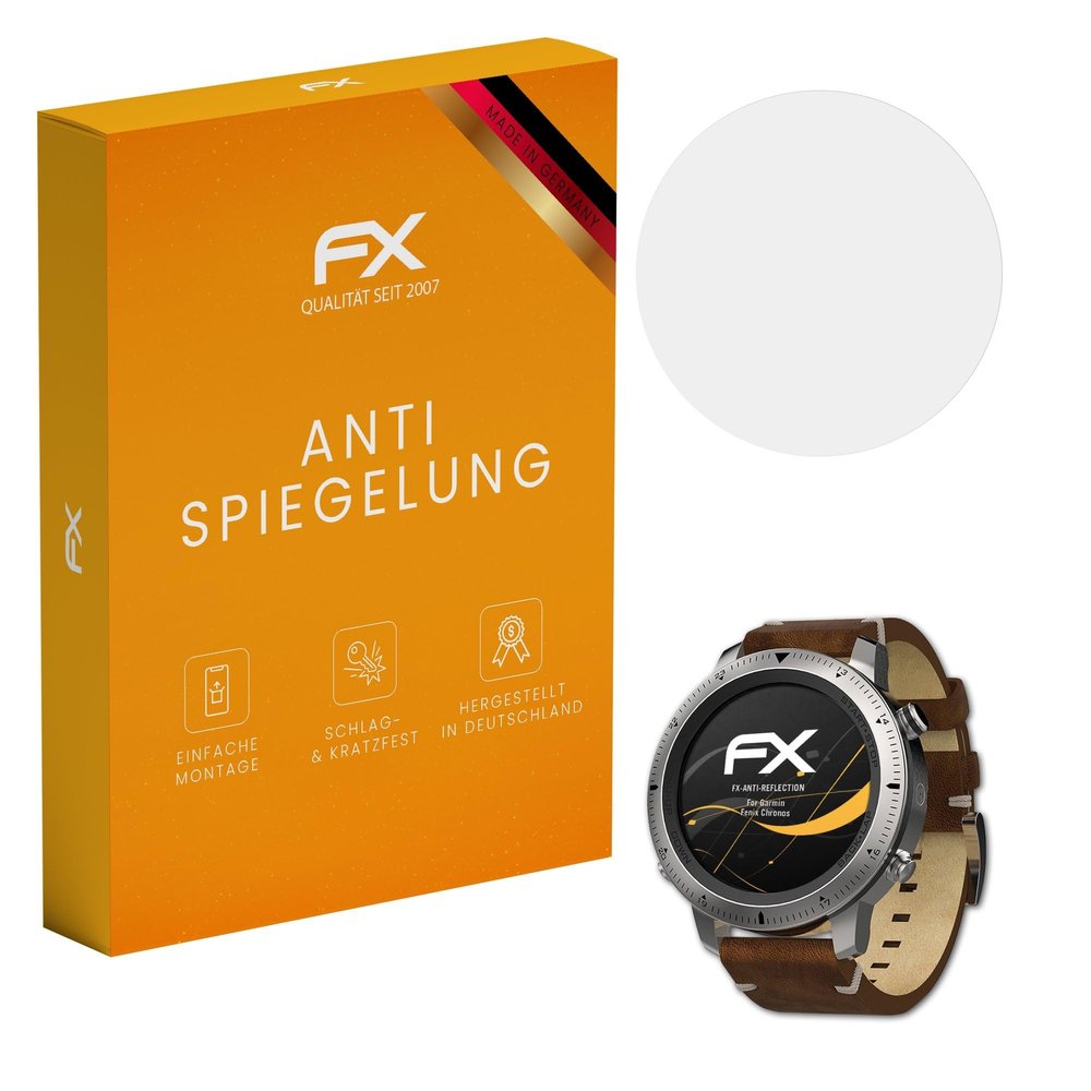 atFoliX Screen Protector compatible with Garmin Fenix Chronos Screen Protection Film, anti-reflective and shock-absorbing FX Protector Film (3X)
