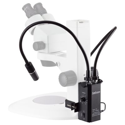 AmScope 6 Watt LED Dual Gooseneck Piggyback Illuminator
