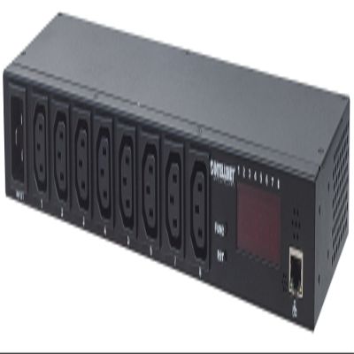 Intellinet 19 inch Intelligent 8-Port PDU Power Distribution Unit, Rackmountable, Monitors Power Temperature Humidity, Digital Display 3 Yr Mfg Warranty 163682