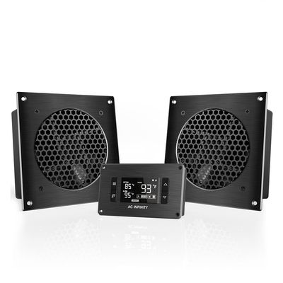 AC Infinity AIRPLATE T8, Quiet Cooling Dual-Fan System 6" with Thermostat Control, for Home Theater AV Cabinets