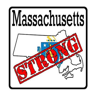 CustomDecal US Massachusetts State (K22) - Premium Strong Flag Vinyl Decal - American State Pride Sticker for Cars, Trucks, Windows, and Laptops - USA Flag Black and White Design - Waterproof 5''