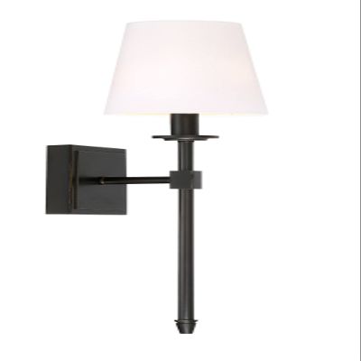 Kira Home Torche 20" Wall Sconce/Wall Light + Linen Shade, Oil-Rubbed Bronze Finish