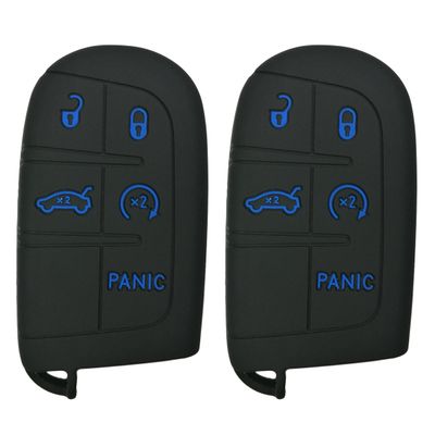 2X Coolbestda Key Fob Protector Remote Cover Case Keyless Jacket for 2017 2018 2019 2020 2021 2022 2023 Jeep Grand Cherokee Compass Chrysler 300 200 Dodge Challenger Charger Dart Durango Journey