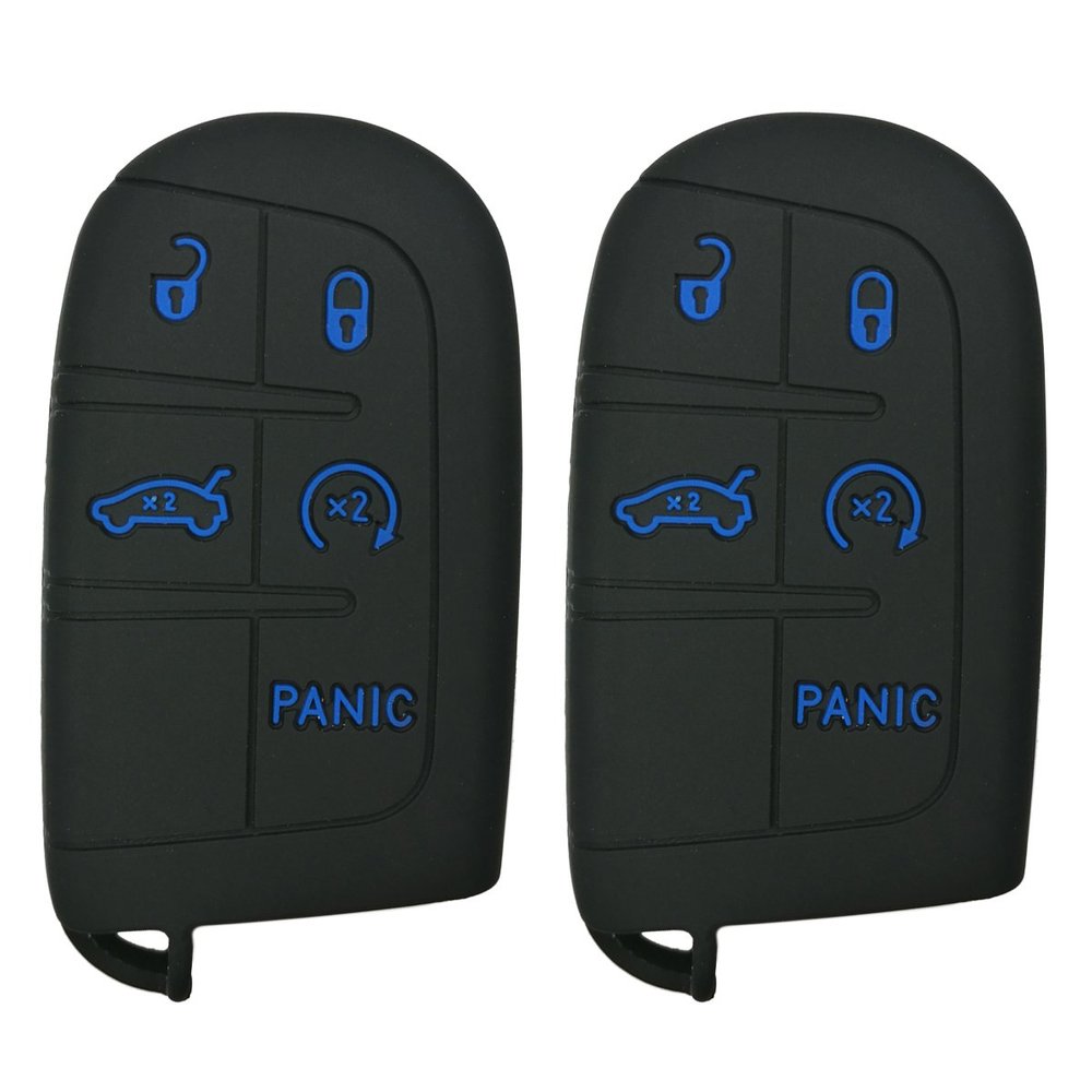 2X Coolbestda Key Fob Protector Remote Cover Case Keyless Jacket for 2017 2018 2019 2020 2021 2022 2023 Jeep Grand Cherokee Compass Chrysler 300 200 Dodge Challenger Charger Dart Durango Journey