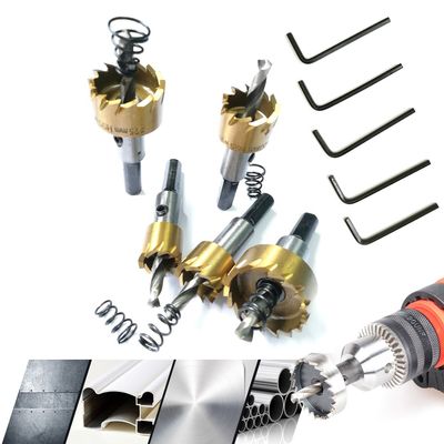 5PCS 16-30MM HSS Drill Bit Hole Saw Set Stainless High Speed Steel Metal Alloy Tool Kit Set/Titanium Hole Saw Cutter Tool Kit Set/for Wood Plastic Soft Metal Steel Carbide HSS16mm/18mm/20mm/25mm/30mm