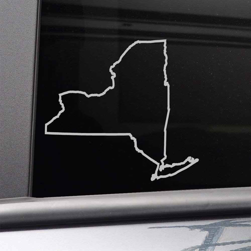 Nashville Decals New York Vinyl Decal Laptop Car Truck Bumper Window Sticker, 6" x 4.5", Gray