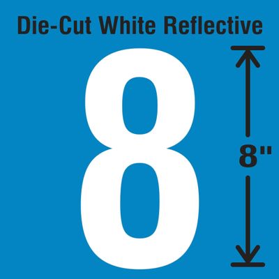 Die-Cut Reflective Number Label, 8