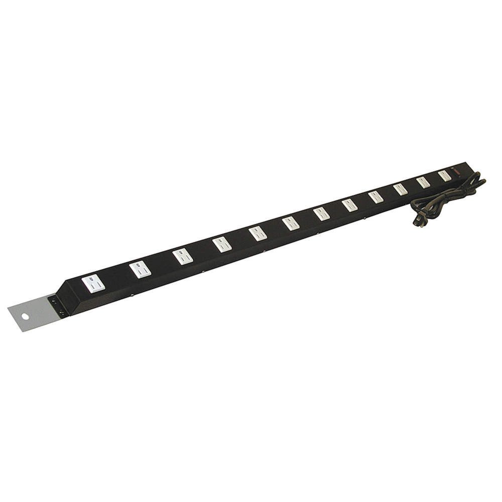 Power Strip, 72W x 1-1/2D x 1-1/2H, Gray