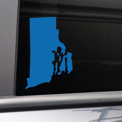 Nashville Decals Rhode Island Vinyl Decal Laptop Car Truck Bumper Window Sticker, 6.5" x 5", Blue