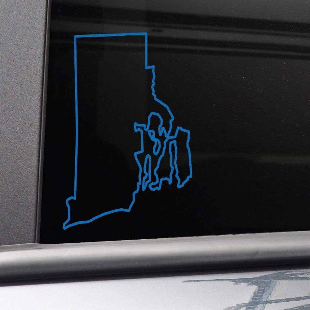 Nashville Decals Rhode Island Vinyl Decal Laptop Car Truck Bumper Window Sticker, 6.5" x 5", Blue