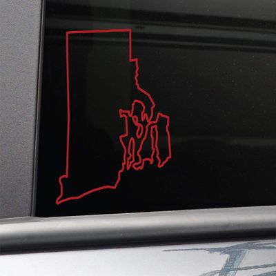 Nashville Decals Rhode Island Vinyl Decal Laptop Car Truck Bumper Window Sticker, 6.5" x 5", Red